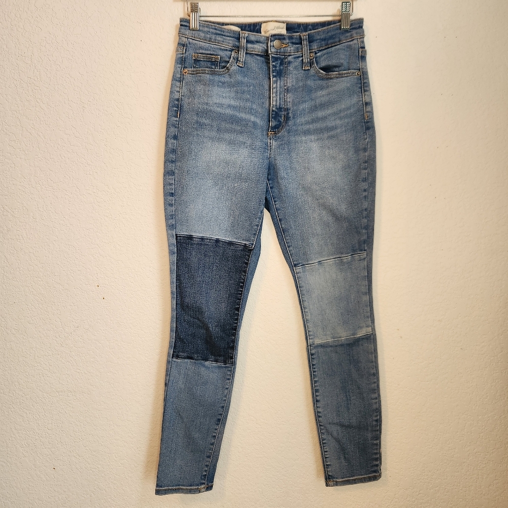 Universal Thread High Rise Skinny Jeans with Patched Knees - Blue, Size 4
